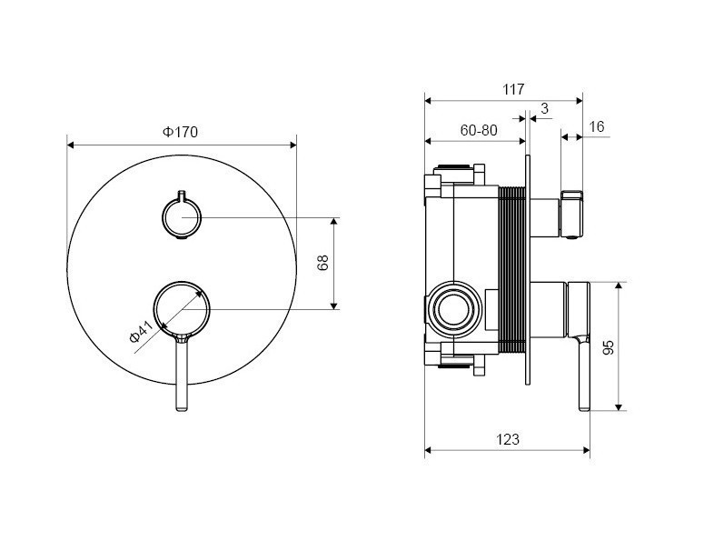 Excellent Pi podtynkowa bateria prysznicowo-wannowa grafit szczotkowany Excellent Pi podtynkowa bateria prysznicowo-wannowa grafit szczotkowany AREX.1245AB