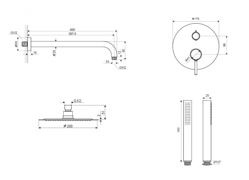 Excellent Pi kompletny zestaw prysznicowy podtynkowy złoty szczotkowany AREX.SET.1245GB