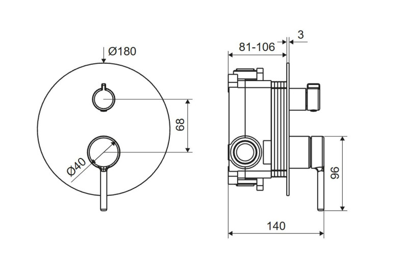 Excellent Pi podtynkowa bateria 3-drożna złoty szczotkowany AREX.1247GB