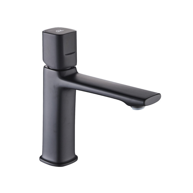 Laveo Tores bateria umywalkowa stojąca z korkiem klik-klak, czarny mat BVT_722D