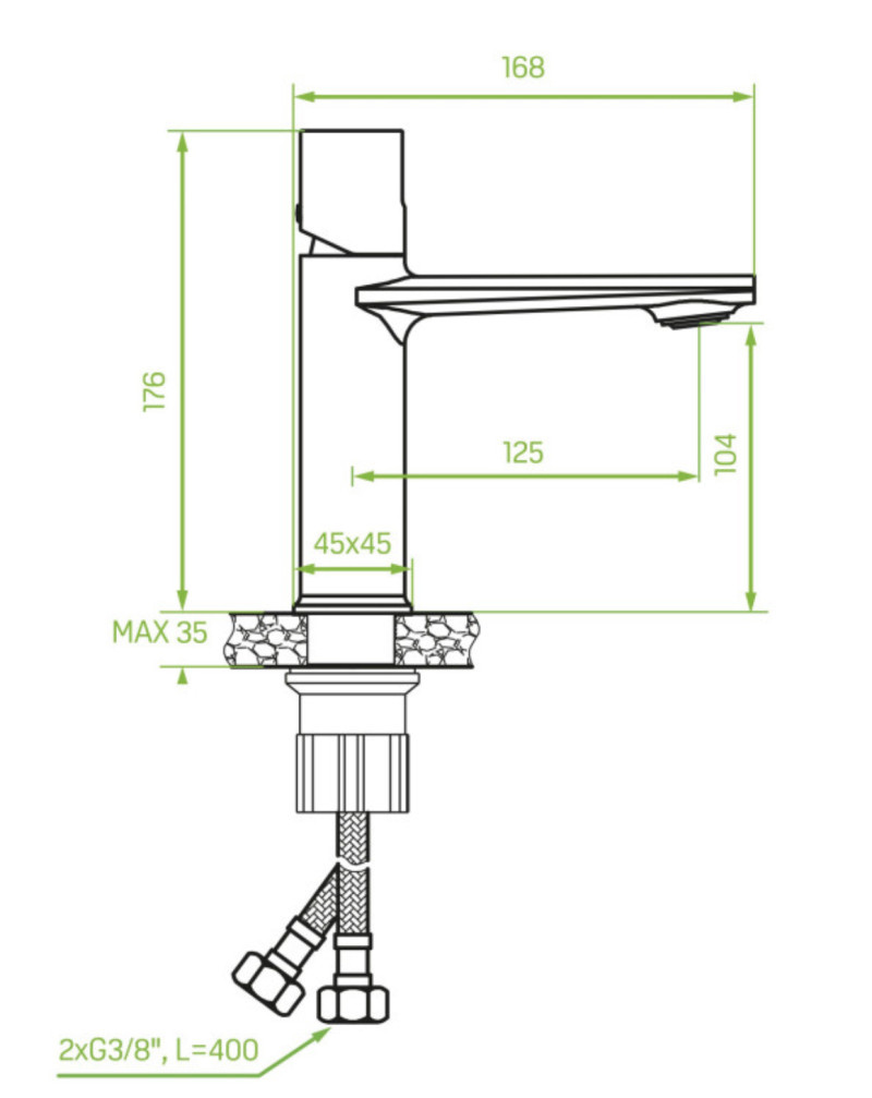 Laveo Tores bateria umywalkowa stojąca z korkiem klik-klak, czarny mat BVT_722D