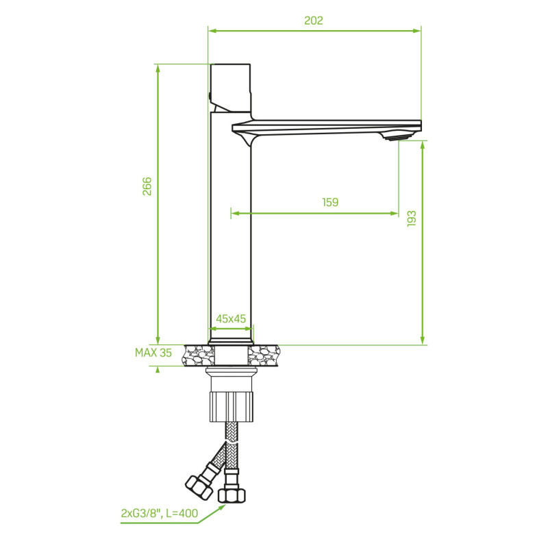 Laveo Tores bateria umywalkowa wysoka z korkiem klik-klak, chrom połysk BVT_02ND