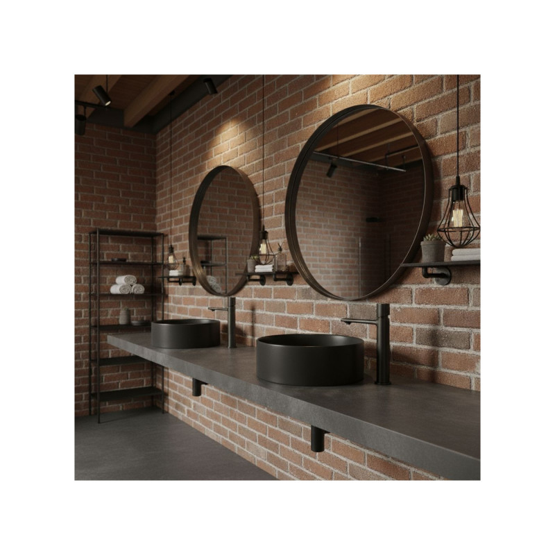 Laveo Tores bateria umywalkowa wysoka z korkiem klik-klak, czarny mat BVT_72ND