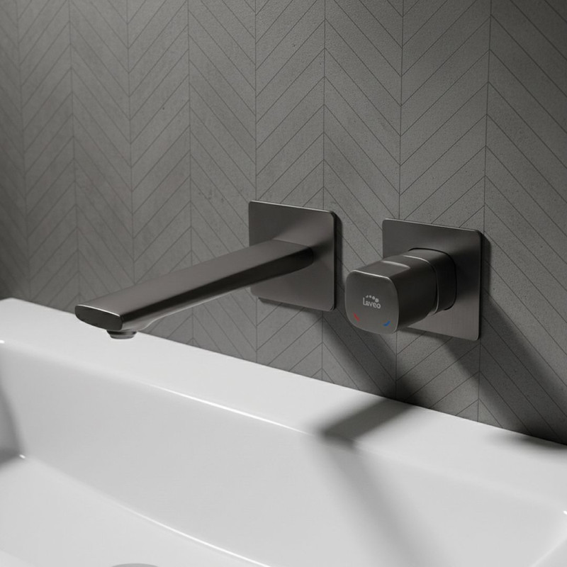 Laveo Tores bateria umywalkowa podtynkowa z korkiem klik-klak, grafit BVT_922P