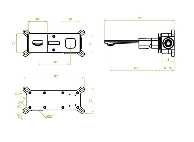 Laveo Tores bateria umywalkowa podtynkowa z korkiem klik-klak, grafit BVT_922P
