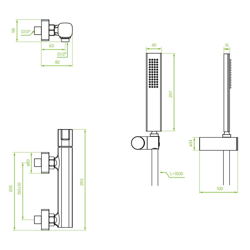 Laveo Tores bateria prysznicowa z zestawem natryskowym, chrom połysk BVT_041D