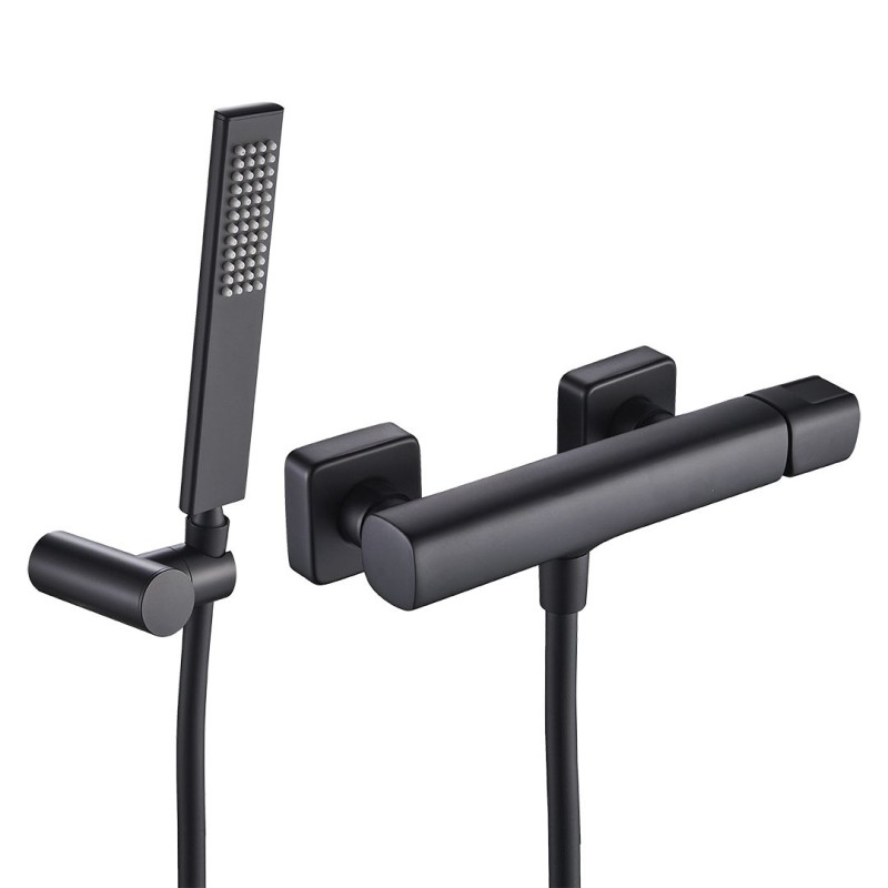 Laveo Tores bateria prysznicowa z zestawem natryskowym, czarny mat BVT_741D