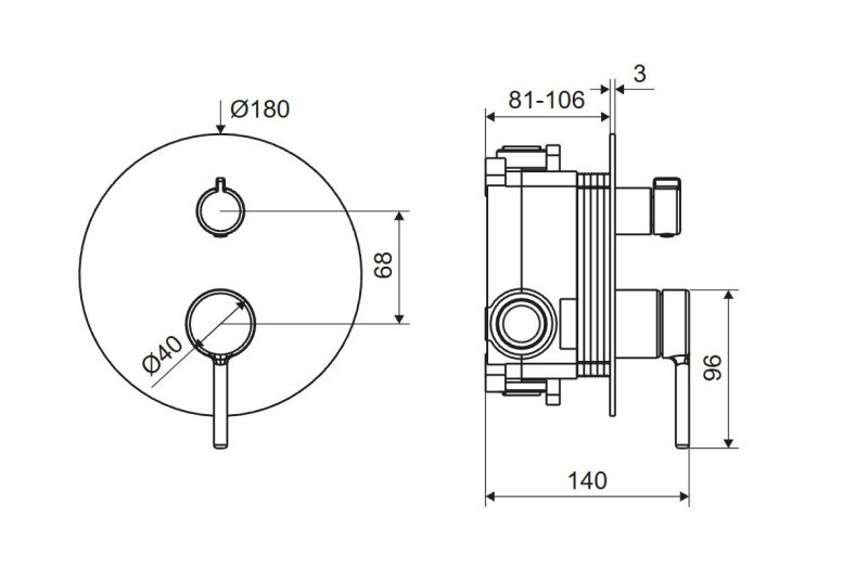 Excellent Pi podtynkowa bateria 3-drożna biały mat AREX.1247WH