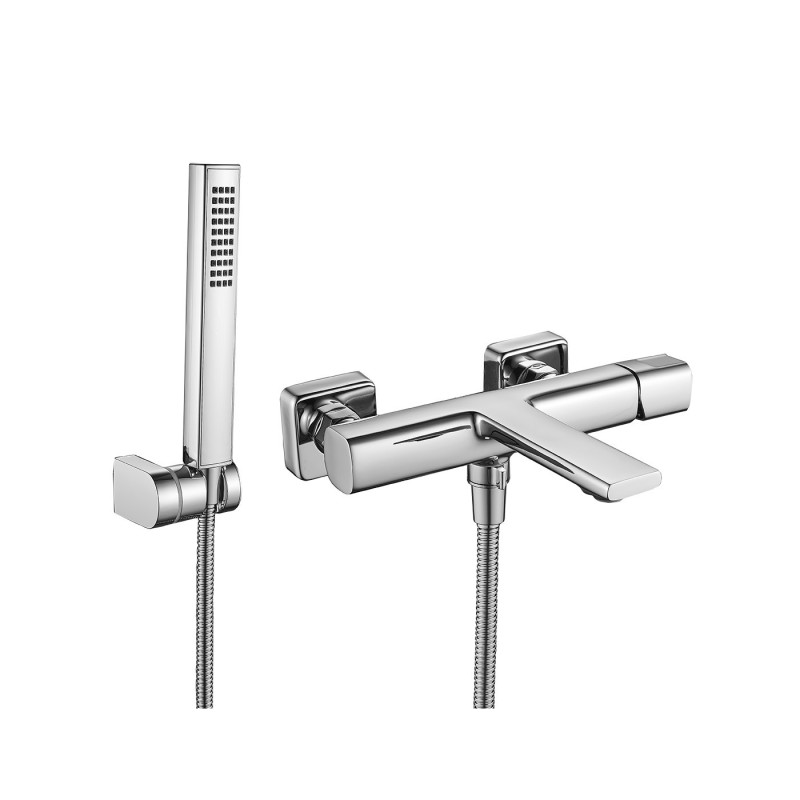 Laveo Tores bateria wannowa z zestawem natryskowym, chrom połysk BVT_011D