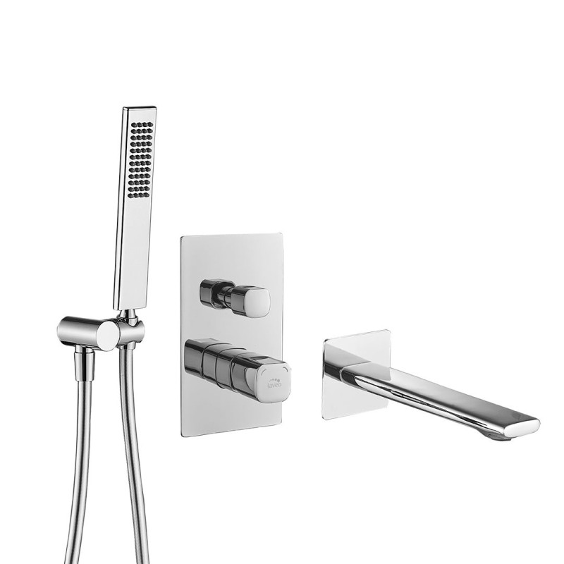 Laveo Tores komplet bateria wannowa podtynkowa z zestawem natryskowym i wylewką wannową , chrom połysk BVT_011P