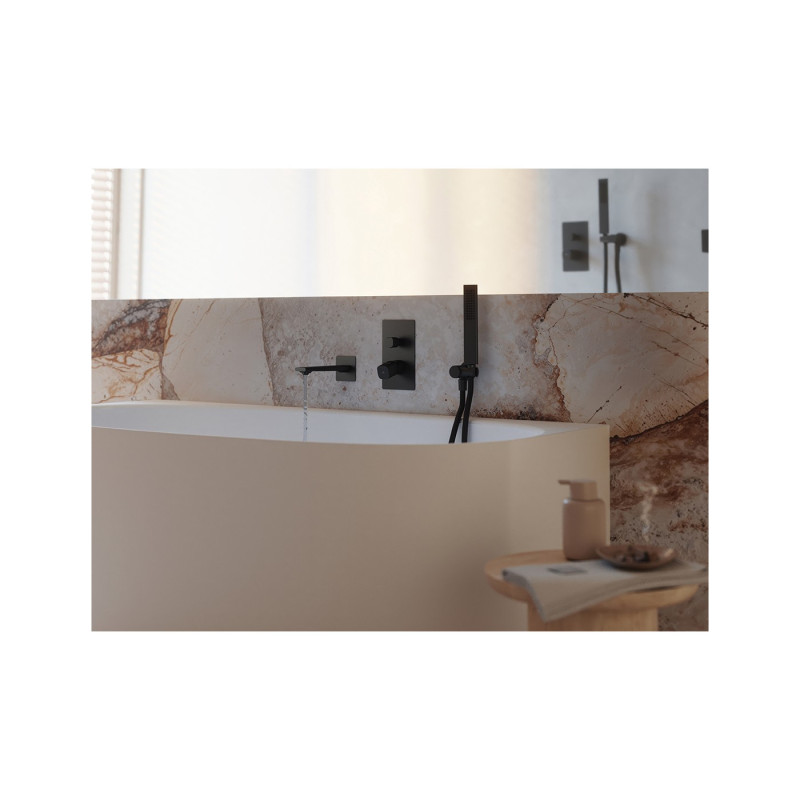 Laveo Tores komplet bateria wannowa podtynkowa z zestawem natryskowym i wylewką wannową , czarny mat BVT_711P