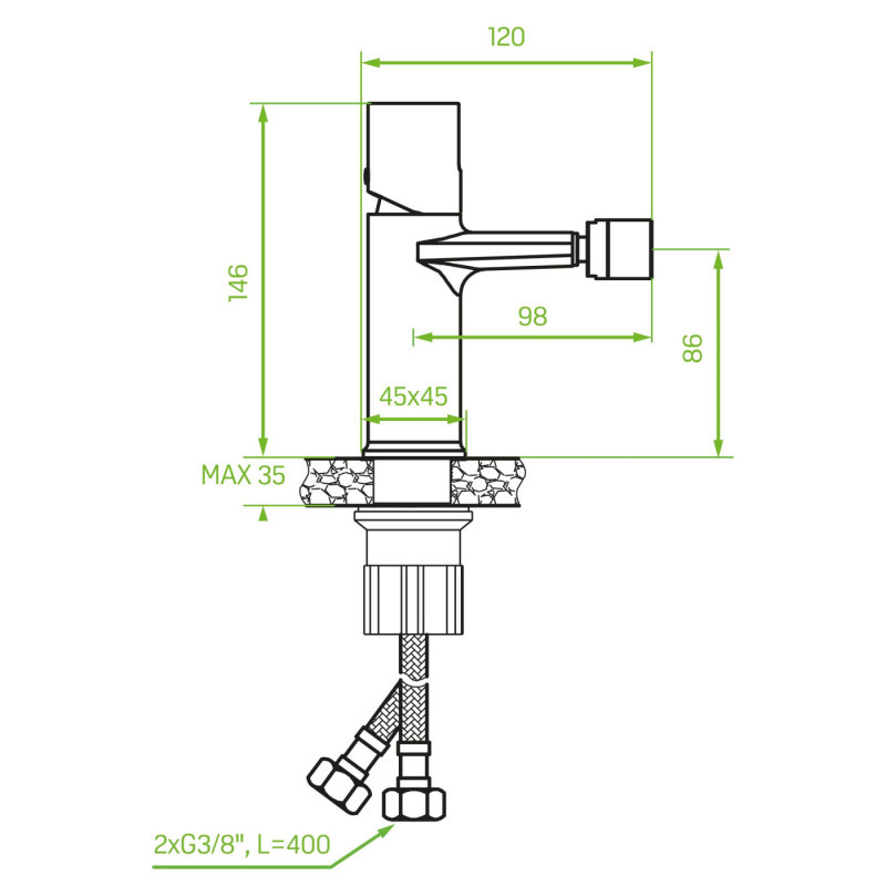 Laveo Tores bateria bidetowa chrom połysk BVT_032D