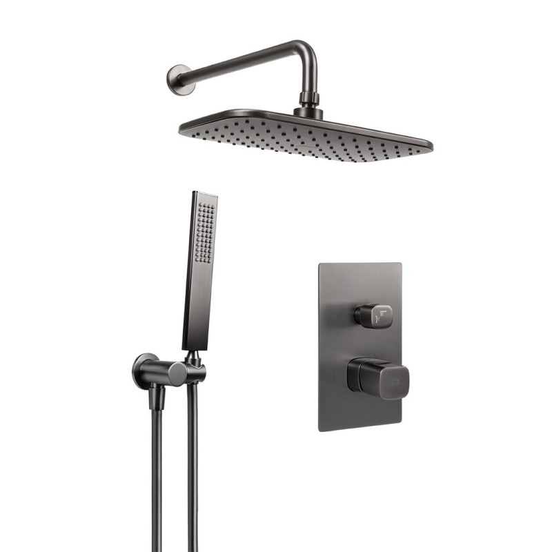 Laveo Tores komplet zestaw bateria podtynkowa z deszczownicą i słuchawką grafit  BVT_901P