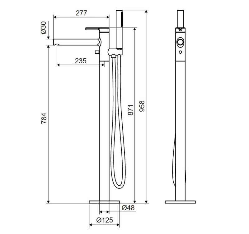 Excellent Pi bateria wannowa wolnostojąca złoty szczotkowany AREX.1255GB