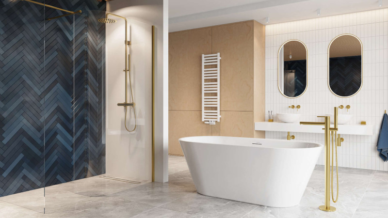 Excellent Pi bateria wannowa wolnostojąca złoty szczotkowany AREX.1255GB