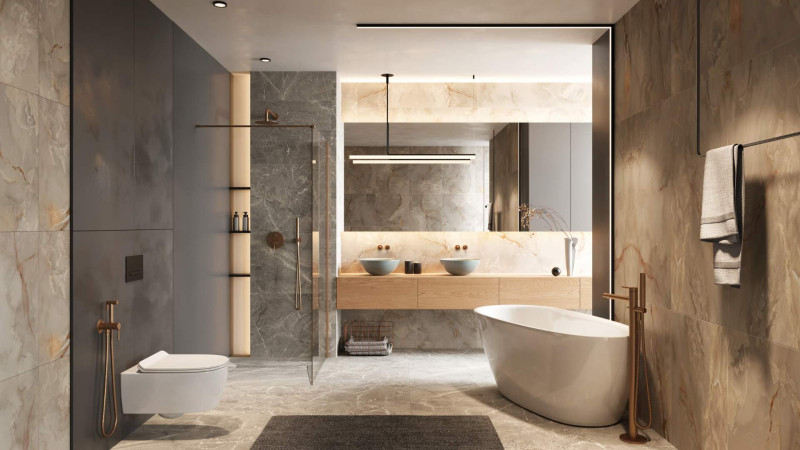 Excellent Pi bateria wannowa wolnostojąca miedziany szczotkowany AREX.1255CB