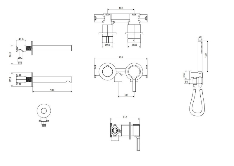 Excellent Pi kompletny zestaw wannowy podtynkowy z wylewką chrom połysk AREX.1244.K.01CR
