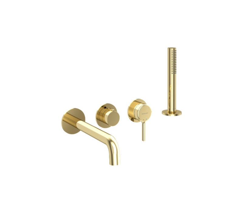 Excellent Delta Pi kompletny zestaw wannowy podtynkowy z wylewką i Dry Box złoty połysk AREX.1244.K.05GL