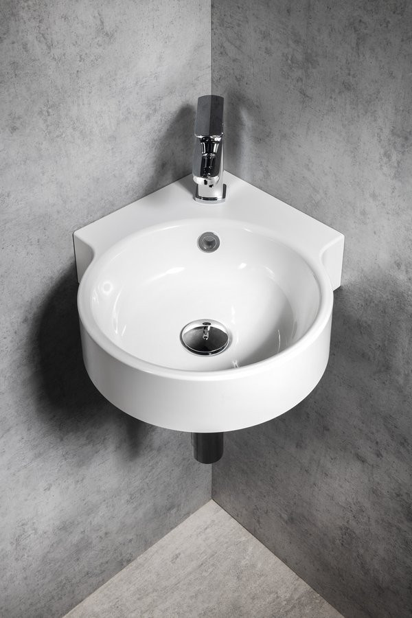 SAPHO KAORI UMYWALKA OKRĄGŁA NAROŻNA 38x38 CM KONGLOMERAT BIAŁY KR038