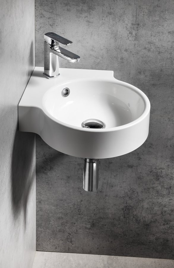 SAPHO KAORI UMYWALKA OKRĄGŁA NAROŻNA 38x38 CM KONGLOMERAT BIAŁY KR038