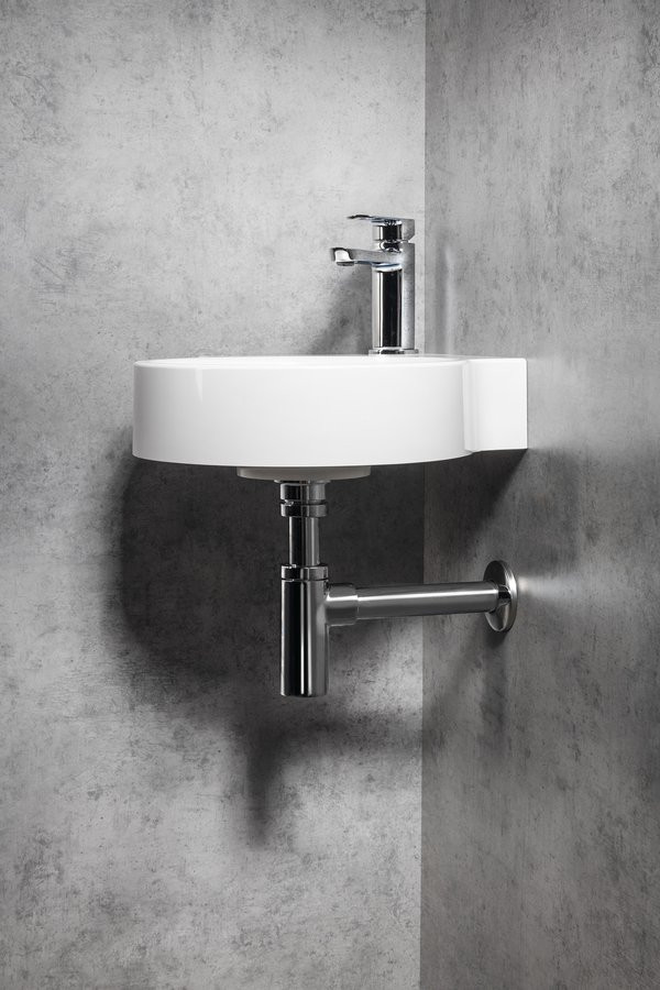 SAPHO KAORI UMYWALKA OKRĄGŁA NAROŻNA 38x38 CM KONGLOMERAT BIAŁY KR038