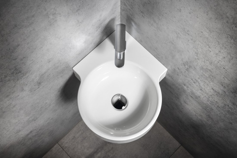 SAPHO KAORI UMYWALKA OKRĄGŁA NAROŻNA 38x38 CM KONGLOMERAT BIAŁY KR038