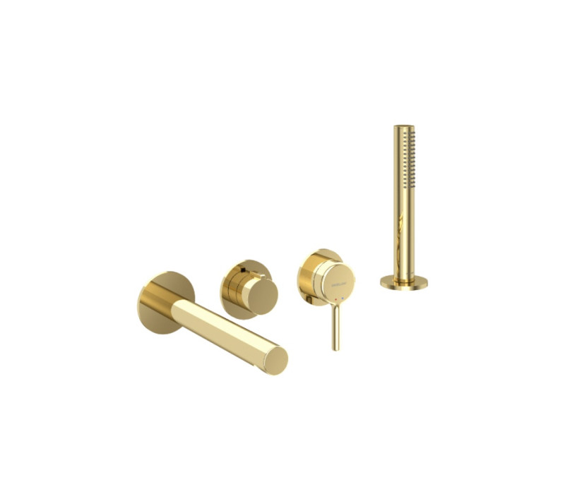 Excellent Pi kompletny zestaw wannowy podtynkowy z wylewką i Dry Box złoty połysk AREX.1244.K.04GL