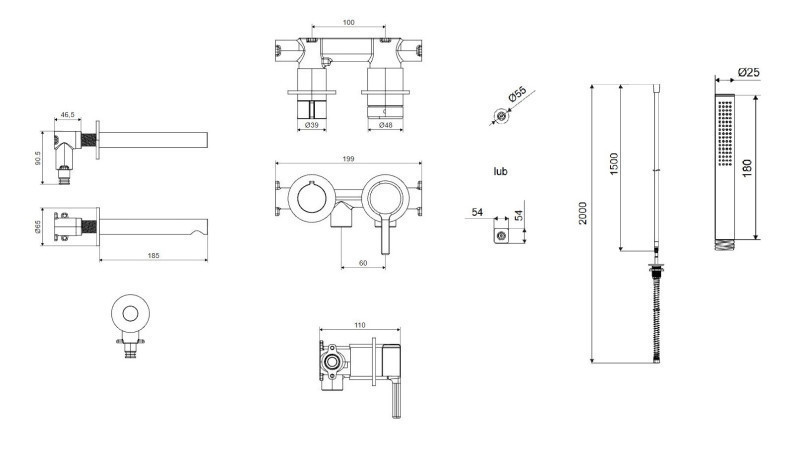 Excellent Pi kompletny zestaw wannowy podtynkowy z wylewką i Dry Box złoty szczotkowany AREX.1244.K.04GB