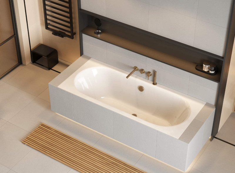 Excellent Pi kompletny zestaw wannowy podtynkowy z wylewką i Dry Box złoty szczotkowany AREX.1244.K.04GB