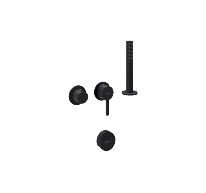 Excellent Pi kompletny zestaw wannowy podtynkowy z napełnianiem przez przelew i Dry Box czarny mat AREX.1244.K.06BL