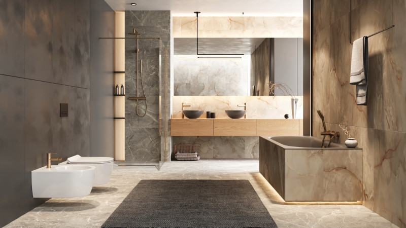 Excellent Vidoq kabina typu Walk-In 120 cm miedź szczotkowana przeźroczyste Clean Control KAEX.1506.1200.LP.CB