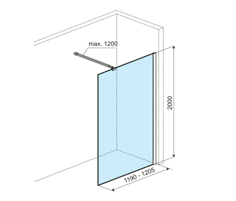 Excellent Vidoq kabina typu Walk-In 120 cm miedź szczotkowana przeźroczyste Clean Control KAEX.1506.1200.LP.CB