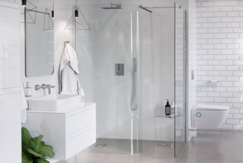 Excellent Vidoq kabina typu Walk-In 80 cm chrom przeźroczyste Clean Control KAEX.1506.K.800.CR