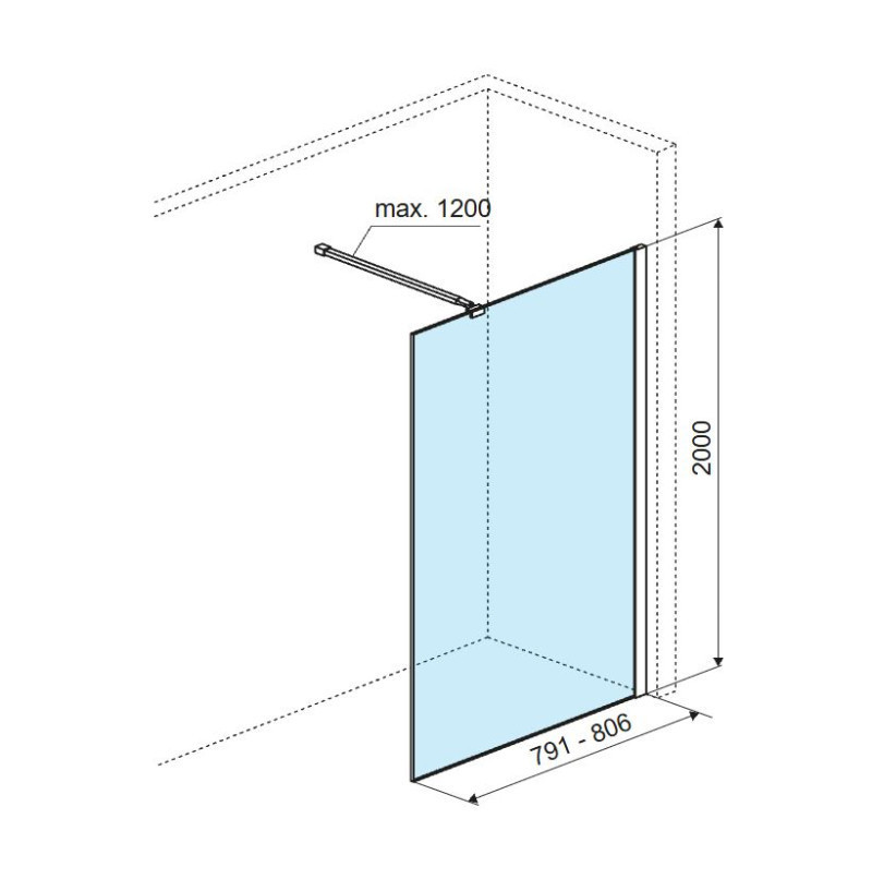 Excellent Vidoq kabina typu Walk-In 80 cm złoty połysk przeźroczyste Clean Control KAEX.1506.K.800.GL