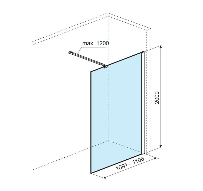 Excellent Vidoq kabina typu Walk-In 110 cm złoty połysk przeźroczyste Clean Control KAEX.1506.K.1100.GL