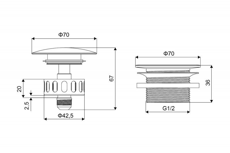 Excellent korek clik-clack wannowy do wannien wolnostojących grafit szczotkowany ARIN.3485.01AB