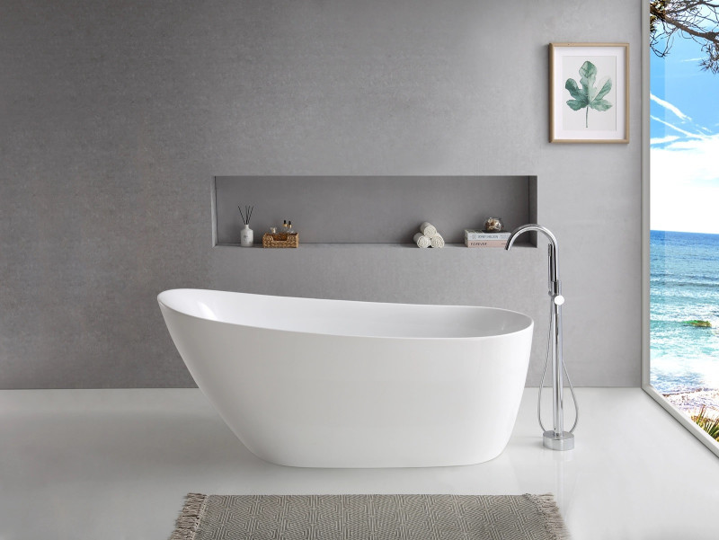 Corsan Estella II Slim wanna wolnostojąca 169x74 + syfon czarny akryl biały V038XLBL