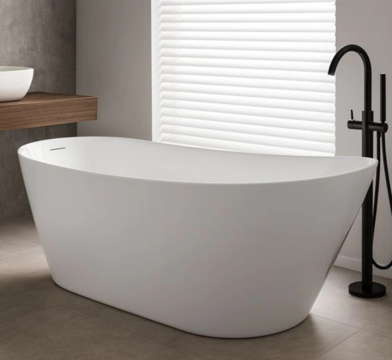 Corsan Estella II Slim wanna wolnostojąca 169x74 + syfon miedź szczotkowana akryl biały V038XLBRG