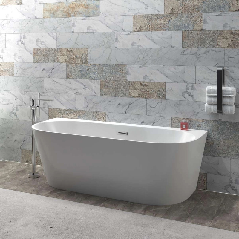 Corsan Mono wanna wolnostojąca przyścienna 170x80 biała + syfon biały E030XLWH