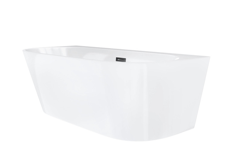 Corsan Mono wanna wolnostojąca przyścienna 160x75 biała + syfon czarny E030LBL