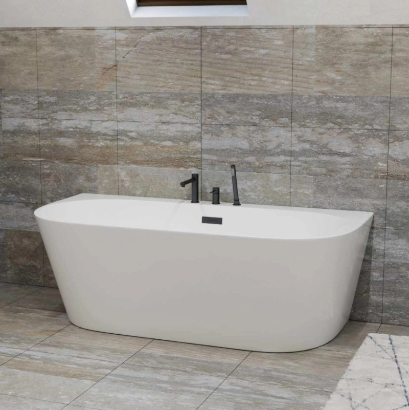 Corsan Mono wanna wolnostojąca przyścienna 170x80 biała + syfon złoty E030XLGL