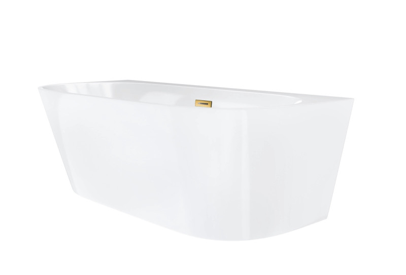 Corsan Mono wanna wolnostojąca przyścienna 170x80 biała + syfon złoty szczotkowany E030XLBGL