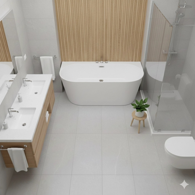 Corsan Mono wanna wolnostojąca przyścienna 170x80 biała + syfon miedź E030XLRG