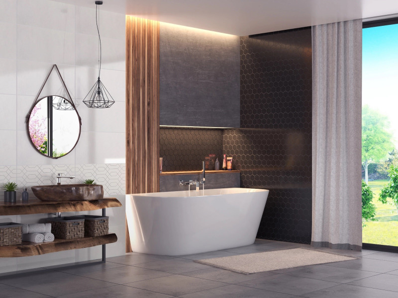 Corsan Mono E029 Slim wanna wolnostojąca przyścienna 160x75 biała + syfon chrom E029LSCH