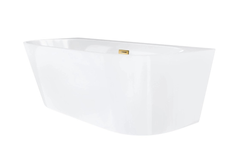 Corsan Mono E029 Slim wanna wolnostojąca przyścienna 160x75 biała + syfon złoty E029LSGL