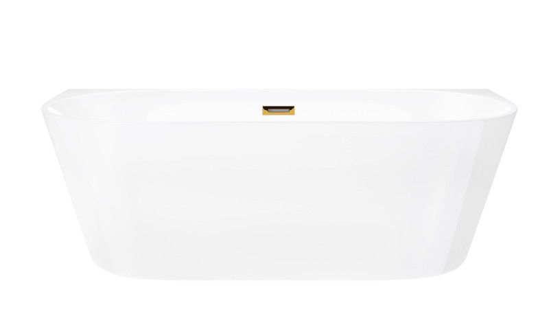 Corsan Mono E029 Slim wanna wolnostojąca przyścienna 160x75 biała + syfon złoty szczotkowany E029LSBGL