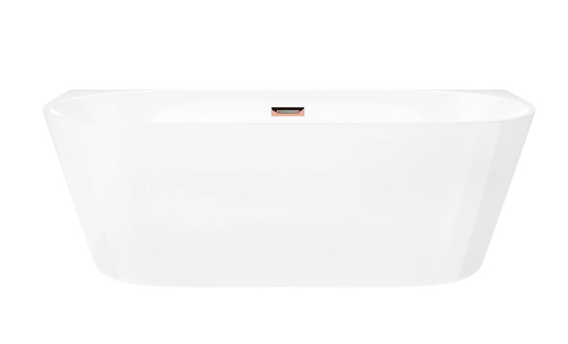 Corsan Mono E029 Slim wanna wolnostojąca przyścienna 160x75 biała + syfon miedź E029LSRG