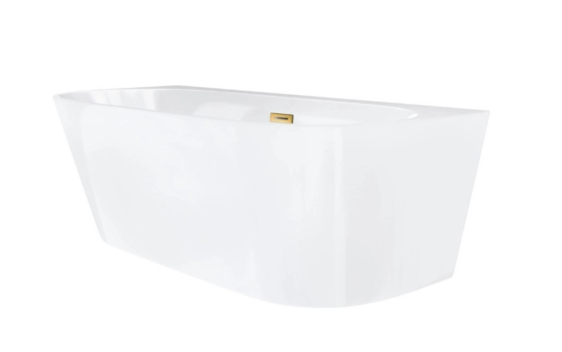 Corsan Mono E029 Slim wanna wolnostojąca przyścienna 170x75 biała + syfon złoty szczotkowany E029XLSBGL