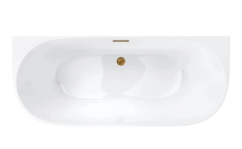 Corsan Mono E029 Slim wanna wolnostojąca przyścienna 170x75 biała + syfon złoty szczotkowany E029XLSBGL