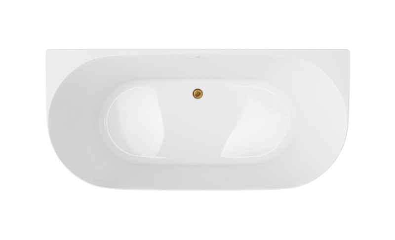 Corsan Mono V029 Slim wanna wolnostojąca przyścienna 160x75 biała + syfon złoty V029LSGL